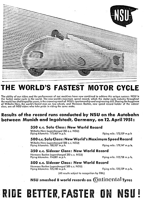 NSU Worlds Record 500 cc Solo Class                              
