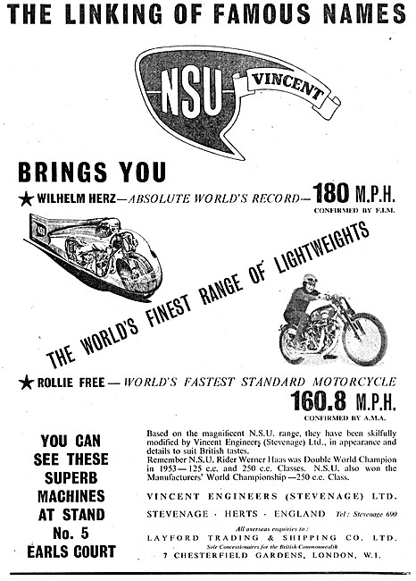 1953 NSU Vincent Motor Cycles                                    