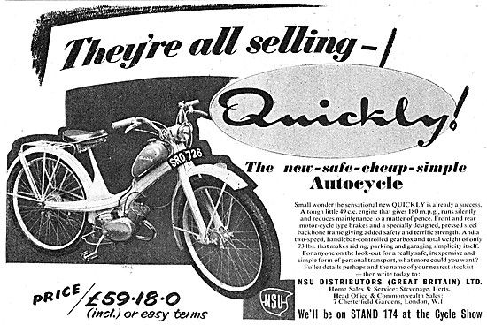 1954 NSU Quickly Moped - NSU Quickly Autocycle                   