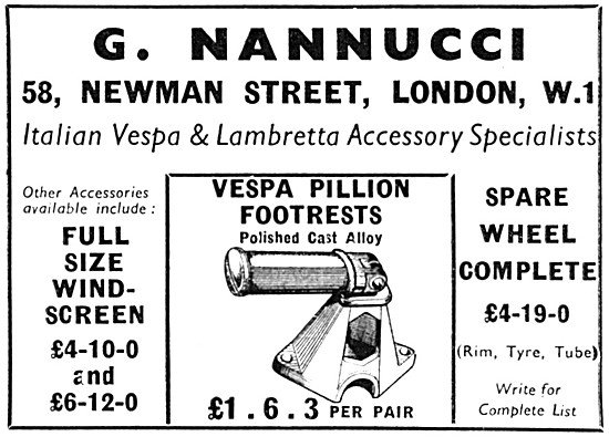 Nannucci Vespa Motor Scooter Pillion Footrests 1954              