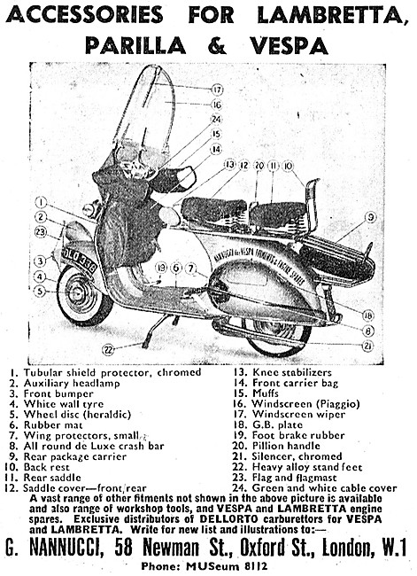 Nannucci Parilla & Vespa Motor Scooter Accessories 1955 Products 