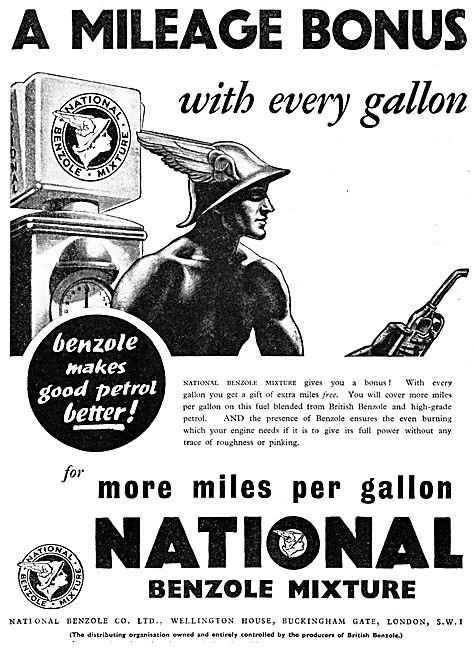 National Benzole Petrol 1937 Advert                              