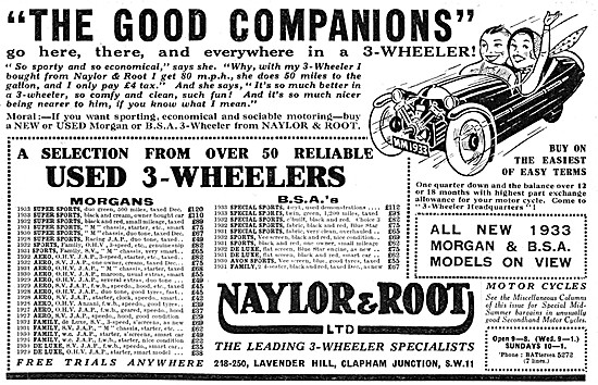Naylor & Root Three Wheeler Sales & Service 1933                 