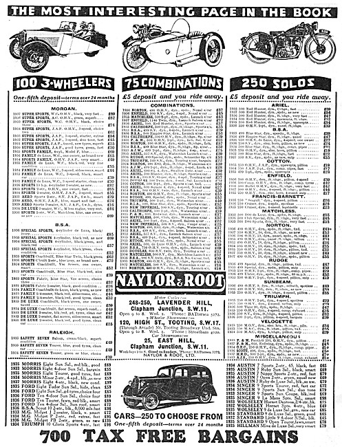 Naylor & Root Motor Cycle Sales & Service. 120 High St, Tooting  