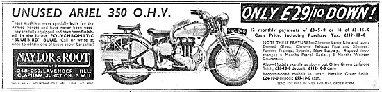 Naylor & Root Ariel Motor Cycle Sales & Service 1950             