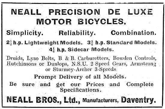 1912 Neall Precision De Luxe Motor Cycle                         