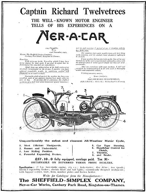 Illustrated Features Of The 1923 Ner-A-Car Motor Cycle           