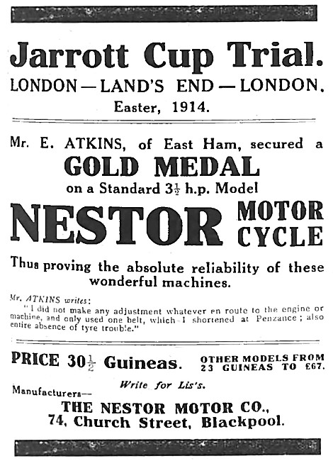 Nestor Motor Cycles 1914                                         