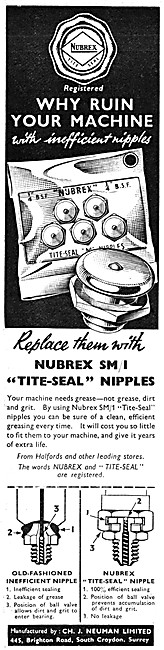 Neuman Nubrex Tite-Seal Grease Nipples 1958                      