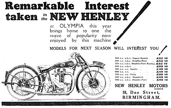 List Of 1928 New Henley Motorcycles & Prices                     