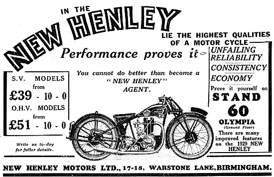 New Henley Side Valve & OHV Motor Cycles                         