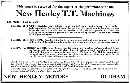 New Henley Motorcycles 1929 TT Machines                          