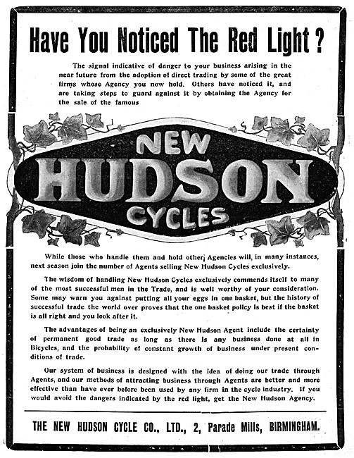 New Hudson  Bicycles 1906 Advert                                 