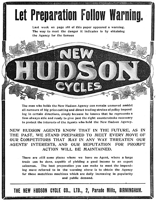 1906 New Hudson Cycles                                           