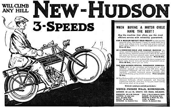 1913 New-Hudson 3-Speeds Motor Cycle                             