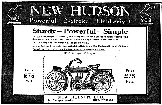 1920 New Hudson Two-Stroke Motor Cycle                           