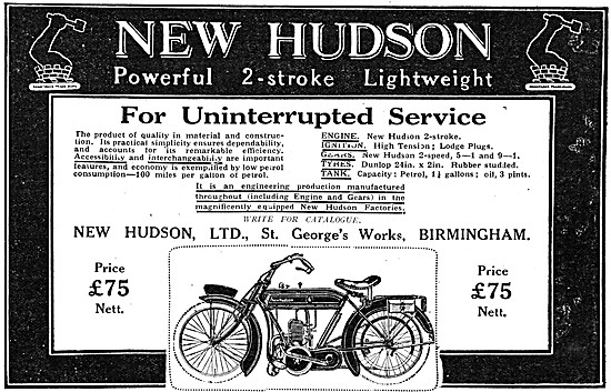 1920 New Hudson Motorcycles                                      