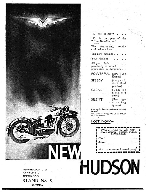 1930 New-Hudson Motor Cycles Models & Prices                     