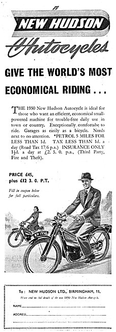 New Hudson Autocycle 1949 Advert                                 