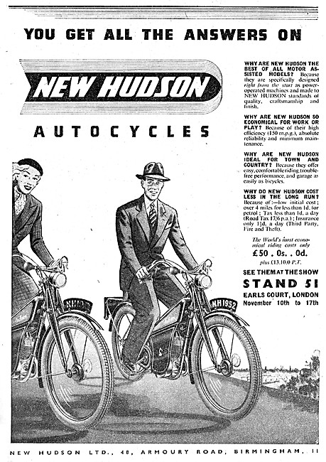 New Hudson Autocycle 1951                                        