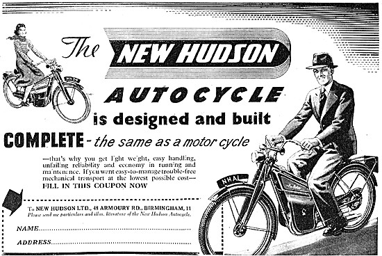 New Hudson Autocycle - New Hudson Moped                          
