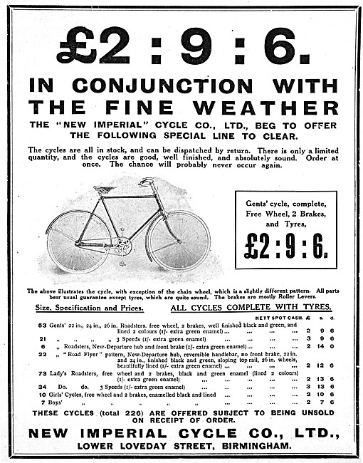 New Imperial Cycles 1909                                         