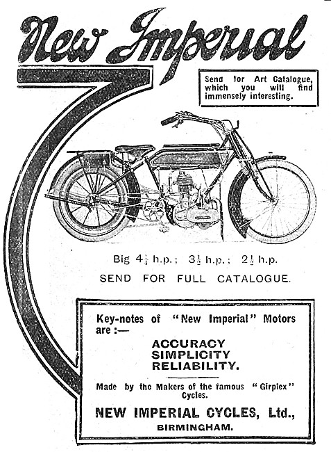 The 1912 Range Of New Imperial Motor Cycles                      