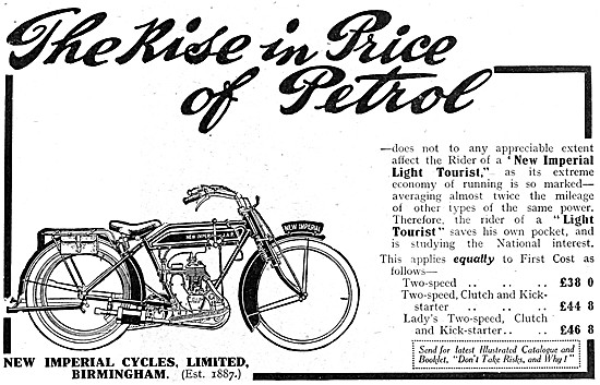 1916 New Imperial Light Tourist Motor Cycle                      