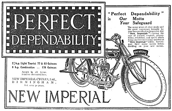 1920 New Imperial Light Tourist Motor Cycle                      