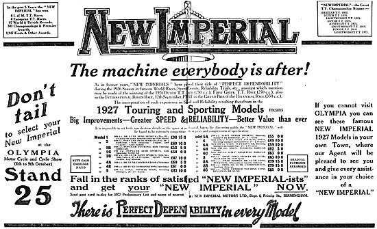 1926 bNew Imperial Touring & Sporting Motor Cycles               