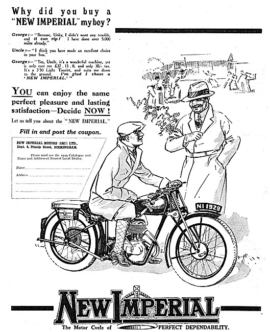 New Imperial Motor Cycles 1929 Advert                            