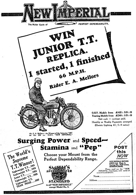 New Imperial Motor Cycles 1930 Advert                            
