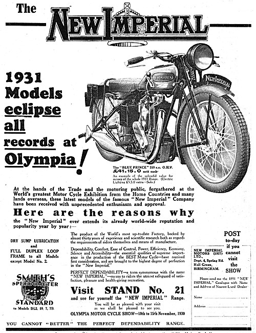 1930 New Imperial Blue Prince 350 cc                             