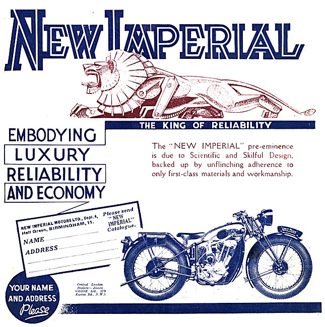 1934 New Imperial Unit-Plus Motor Cycle                          