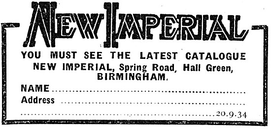 New Imperial Motor Cycles 1934                                   