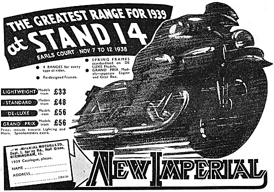 New Imperial Motor Cycles 1938 Models                            