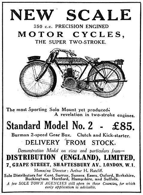 1920 New Scale Standard Model No. 2 Motor Cycle                  