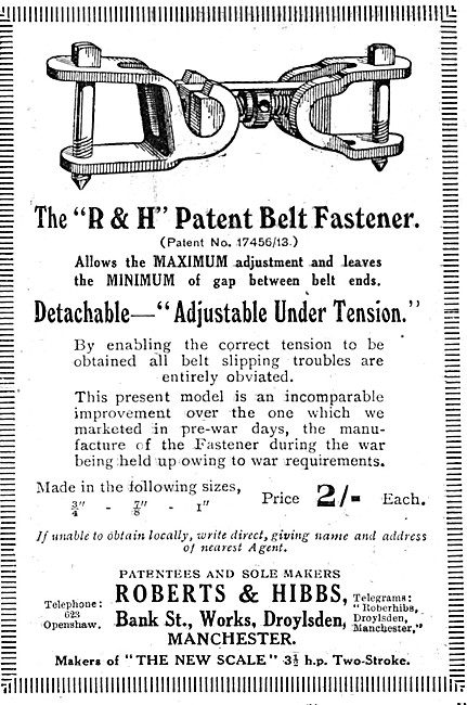 Roberts & Hibbs R & H Patent Belt Fasteners                      