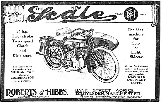 1920 New Scale Model B Motor Cycle Combination Advert            