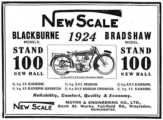 1924 New Scale-Blackburne Bradshaw Motor Cycles                  