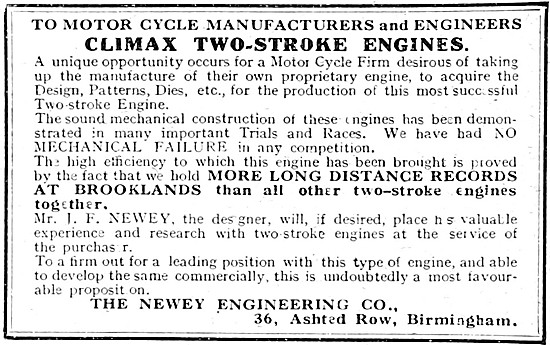 Newey Engineering Climax Two-Stroke Motor Cycle Engines          