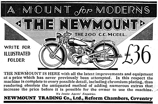 Newmount Motor Cycles - 1930 Newmount 200 cc Motorcycle          
