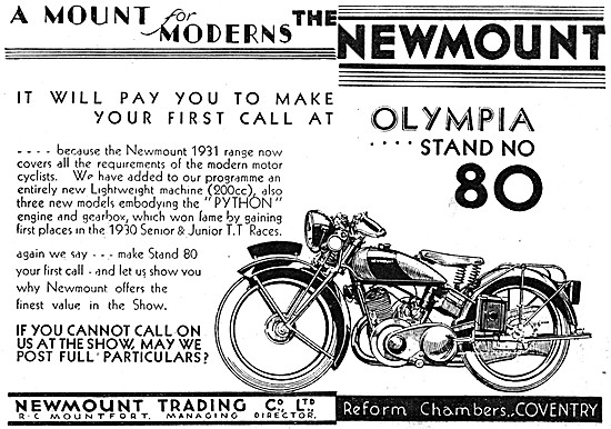 Newmount Python 200 cc Motor Cycle 1930 Advert                   