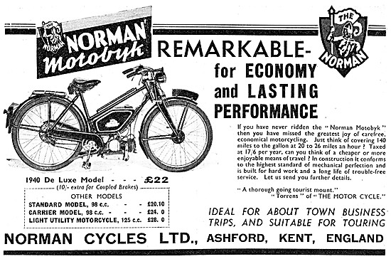 1940 Norman 98cc Lightweight Motor Cycle Range                   