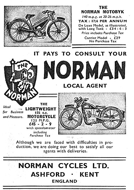 1942 Norman Motobyk - Norman 125cc Motorcycle                    