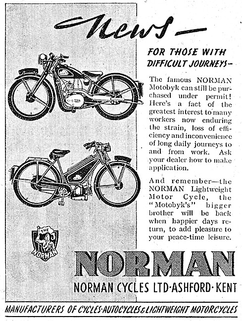 1944 Norman Motor Cycles - Norman Motoobyk                       