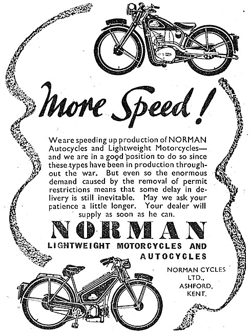 Norman Mopeds & Motor Cycles 1946 Advert                         