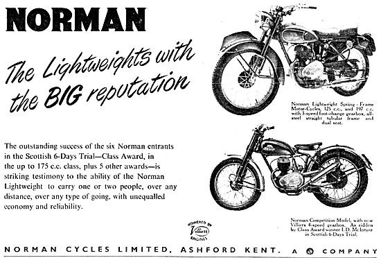 Norman Competition Motor Cycles 1953 Models                      