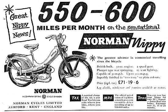 1957 Norman Nippy 50 cc Moped Advert                             