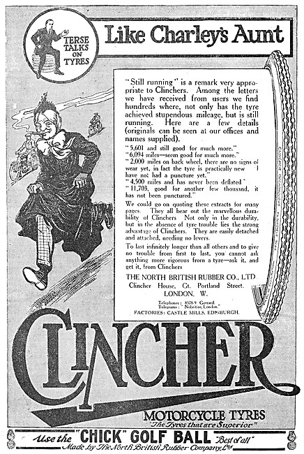 North British Rubber Motor Cycle Tyres - Clincher Tyres 1914     